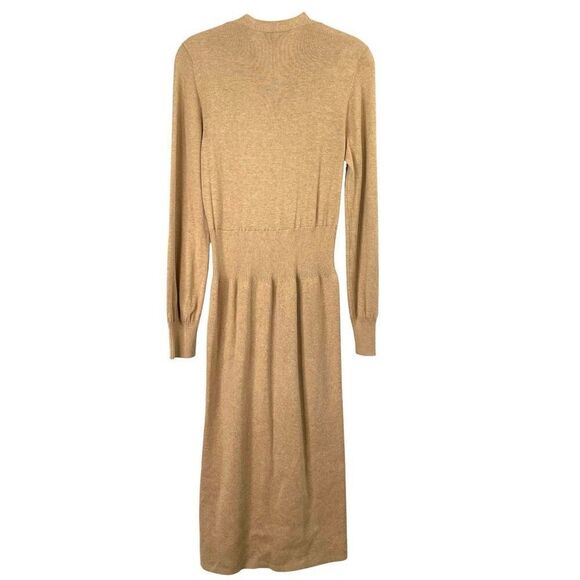 Ann Taylor knit cross v neck midi sweater dress Size M tan caramel neutral - Picture 7 of 8